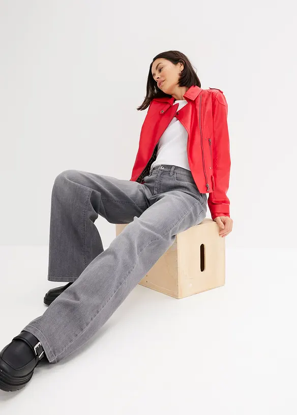 Jeans barrel shape in cotone biologico, vita alta, bonprix