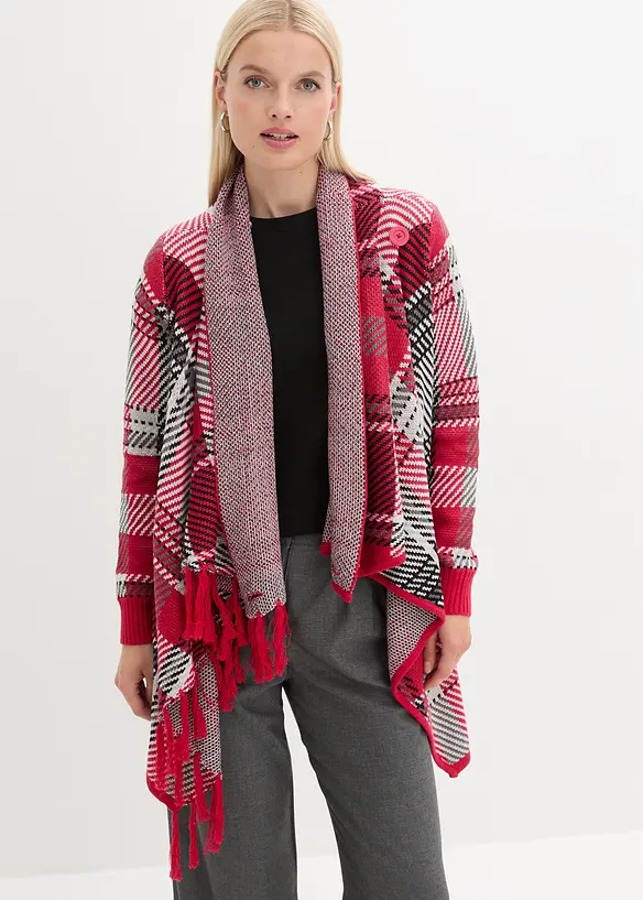 Cardigan di maglia lungo con frange, bonprix