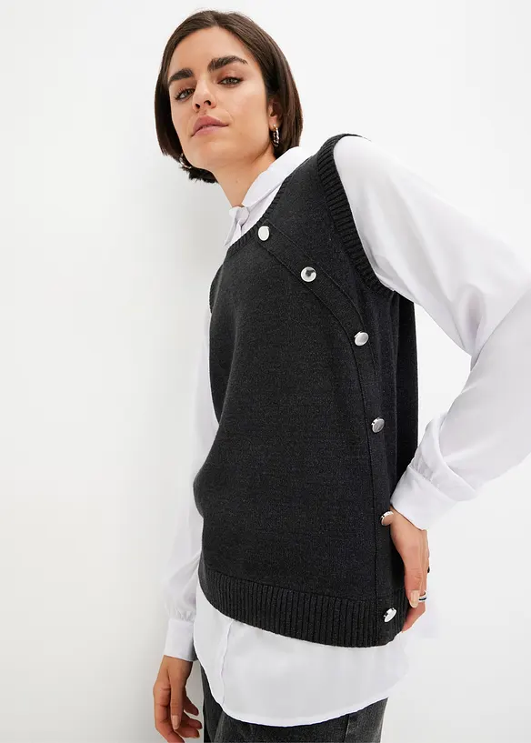 Maglione con inserto di camicia, bonprix