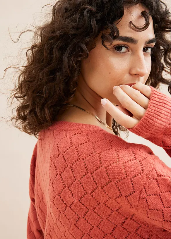 Maglione cropped traforato, bonprix