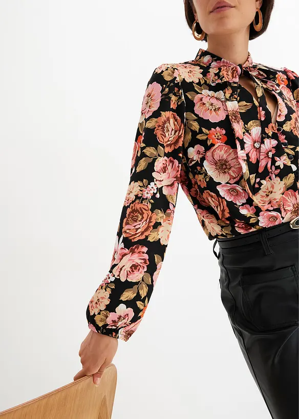 Camicetta fantasia con fiocco, bonprix