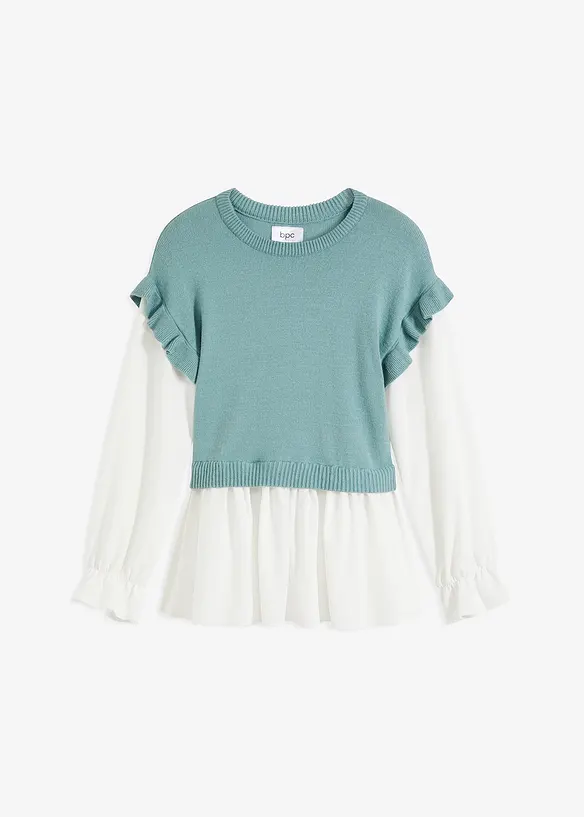 Maglione con inserto effetto camicia, bonprix