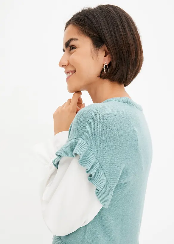 Maglione con inserto effetto camicia, bonprix