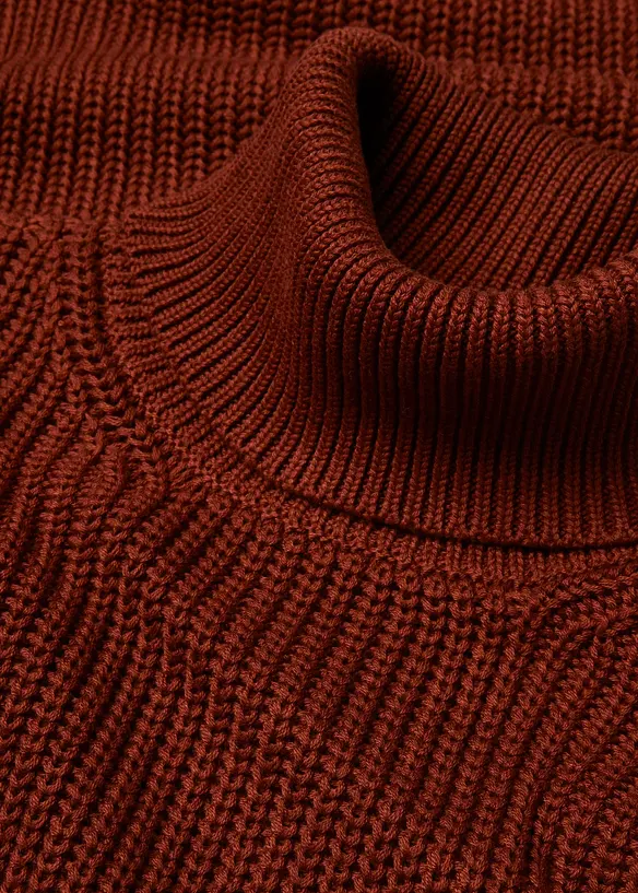 Maglione oversize a collo alto in misto cotone, bonprix