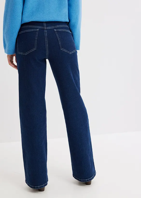 Jeans wide leg in cotone biologico, vita alta, bonprix