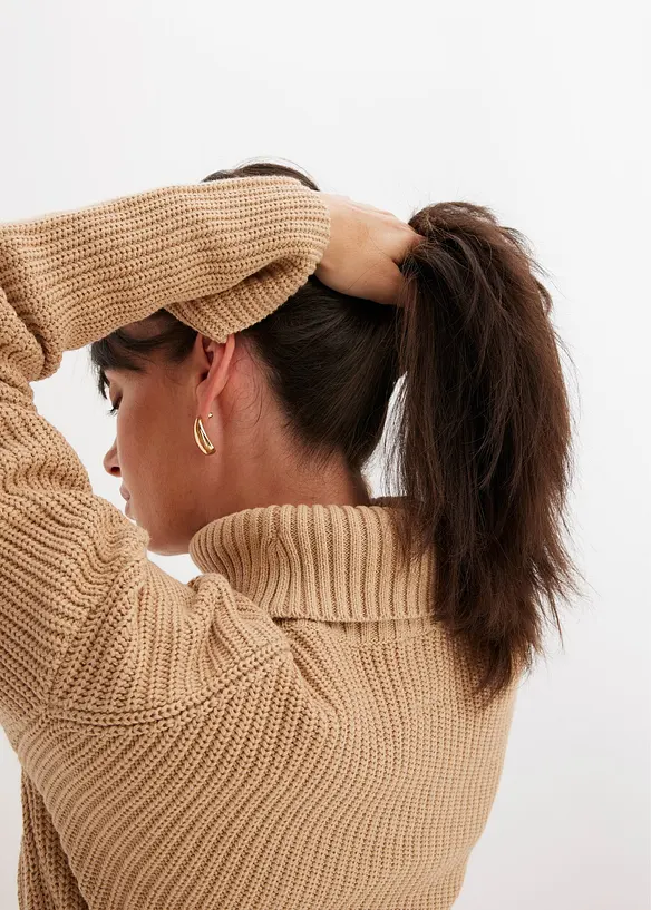 Maglione a collo alto in puro cotone, bonprix