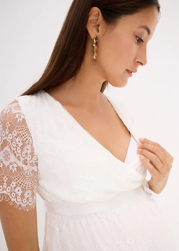 Abito da sposa prémaman 2 in 1 in pizzo, indicato per l'allattamento, bonprix