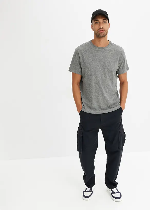 Pantaloni cargo loose fit in cotone elasticizzato robusto, straight, bonprix