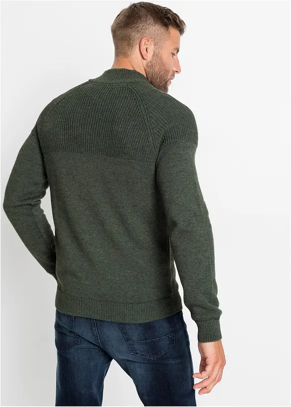 Maglione con zip e cotone, bonprix