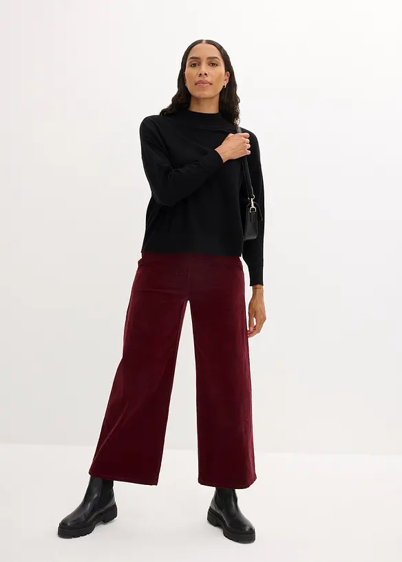 Pantaloni in velluto a coste con cinta comoda, vita alta, bonprix