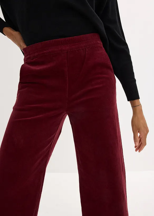 Pantaloni in velluto a coste con cinta comoda, vita alta, bonprix