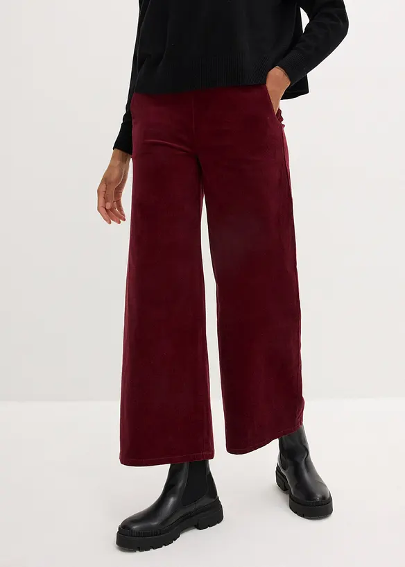 Pantaloni in velluto a coste con cinta comoda, vita alta, bonprix
