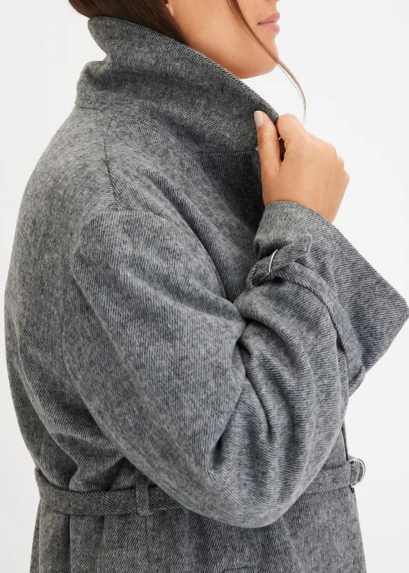 Cappotto con cintura e motivo a spina di pesce, bonprix