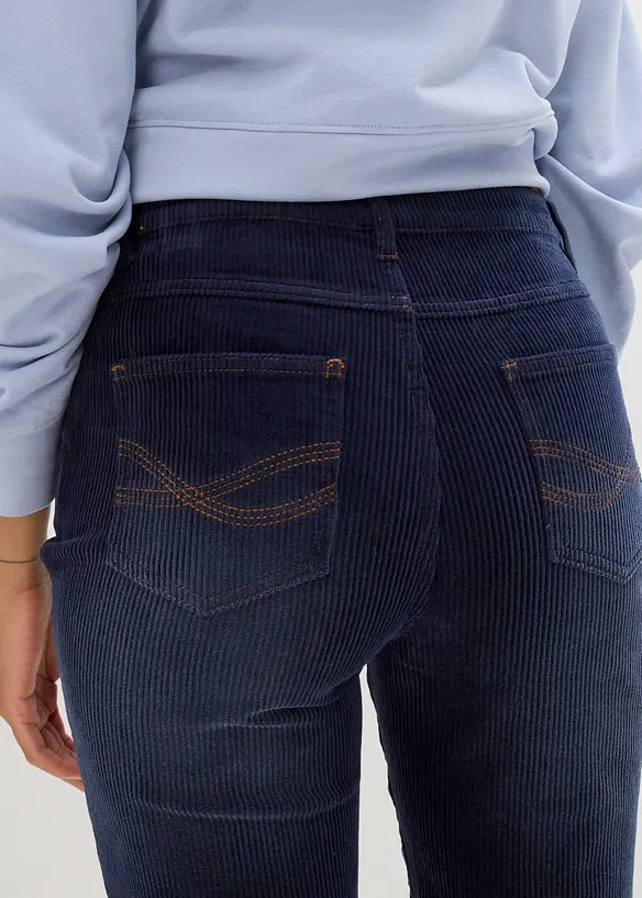 Pantaloni di velluto a coste elasticizzati, straight, bonprix