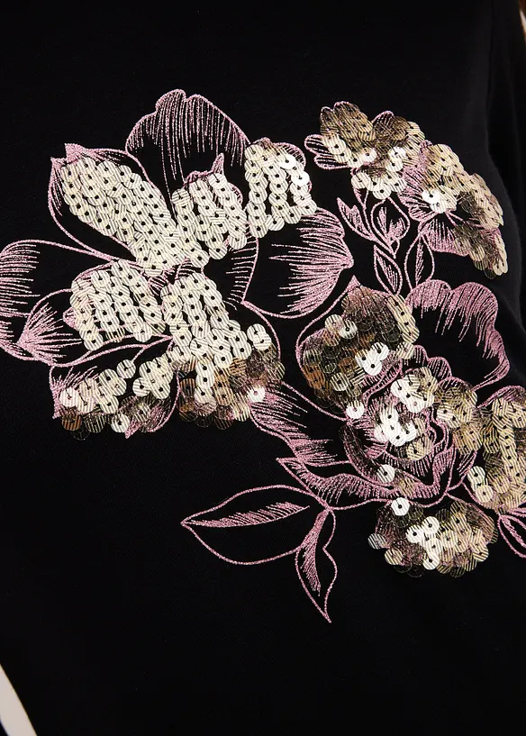 Maglia a maniche lunghe con paillettes, bonprix