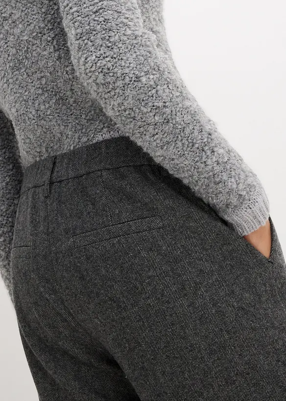 Pantaloni in misto lana con struttura a spina di pesce, bonprix