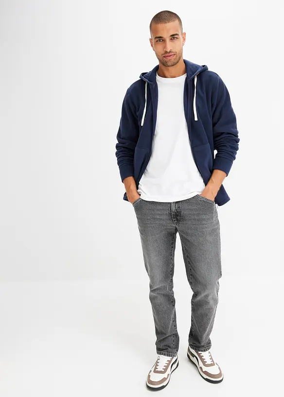 Giacca in pile con cappuccio e tasche applicate, bonprix