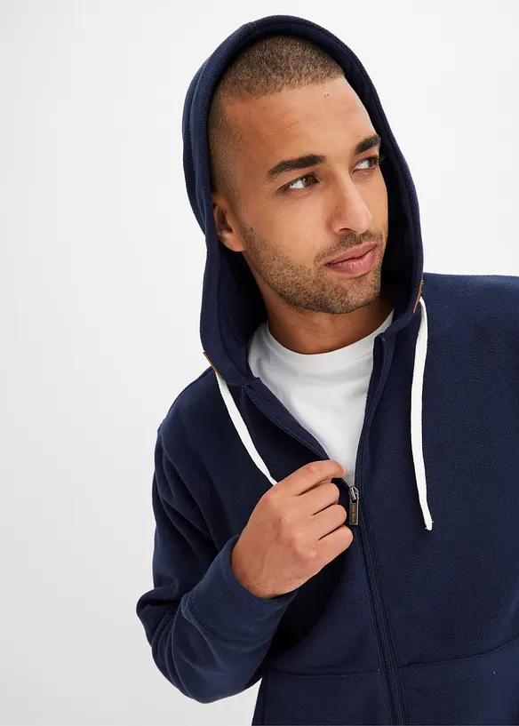 Giacca in pile con cappuccio e tasche applicate, bonprix