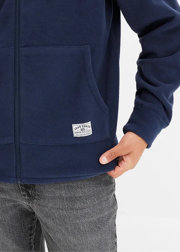 Giacca in pile con cappuccio e tasche applicate, bonprix