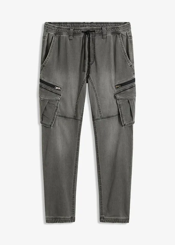 Jeans in tessuto felpato con tasche cargo regular fit, straight, bonprix