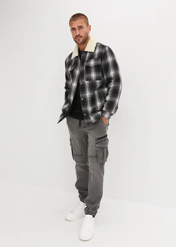 Jeans in tessuto felpato con tasche cargo regular fit, straight, bonprix