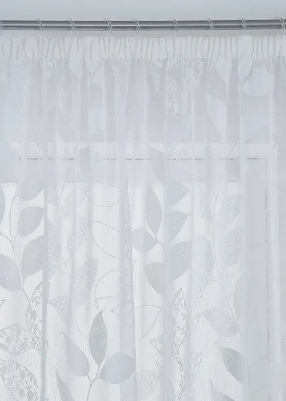 Tenda trasparente jacquard con foglie (pacco da 1), bonprix