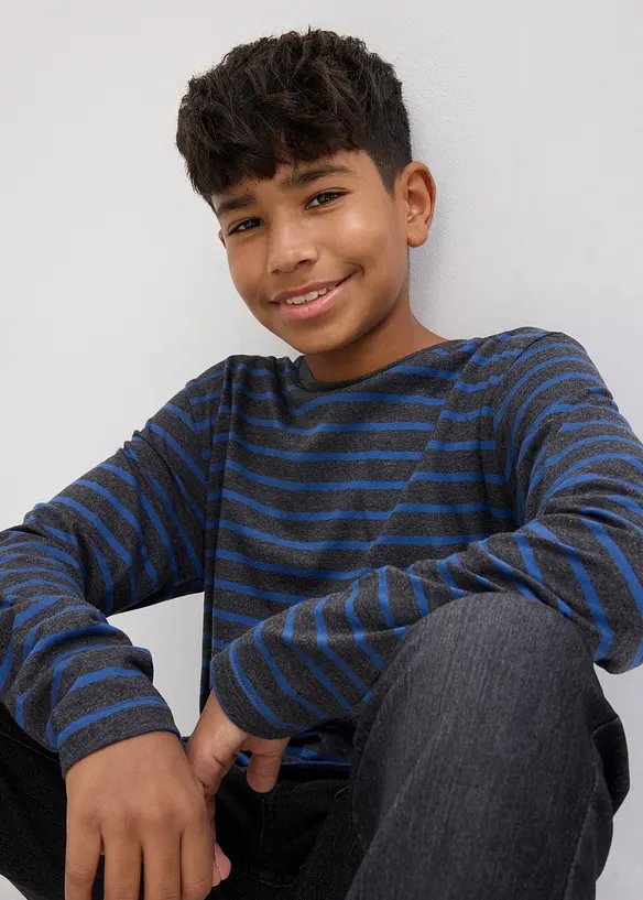 Maglia a maniche lunghe in puro cotone biologico (pacco da 2), bonprix