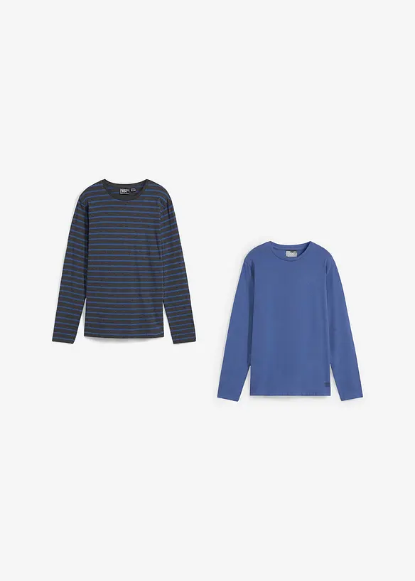 Maglia a maniche lunghe in puro cotone biologico (pacco da 2), bonprix