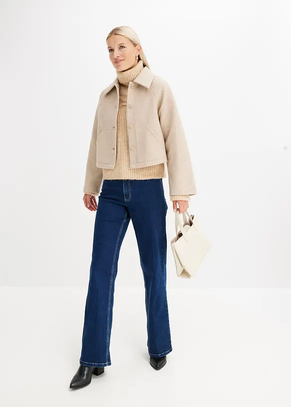 Jeans wide leg in cotone biologico, vita alta, bonprix