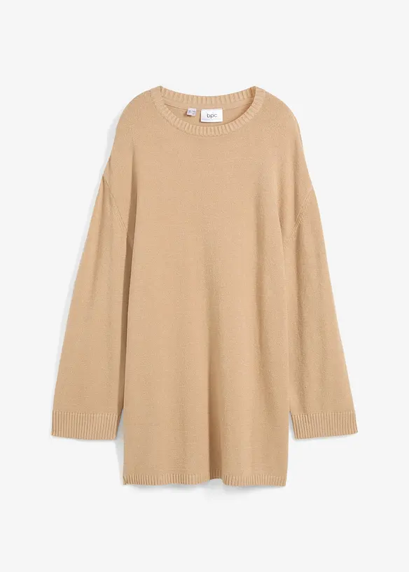 Maglione lungo in filato fine con spacchi laterali in misto viscosa, bonprix