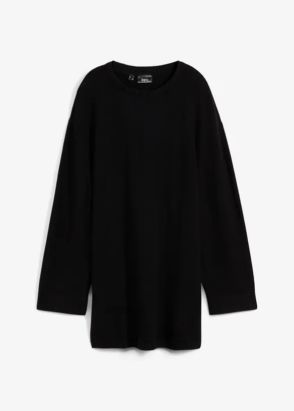 Maglione lungo in filato fine con spacchi laterali in misto viscosa, bonprix