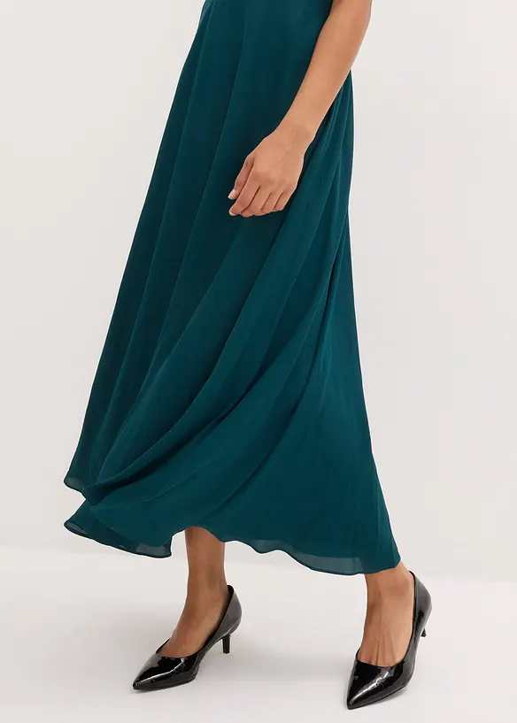 Abito lungo in chiffon con ricami in paillettes, bonprix