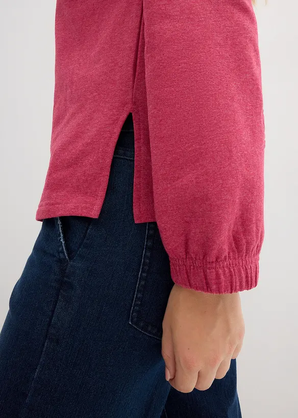 Felpa casual con colletto grande e zip, bonprix