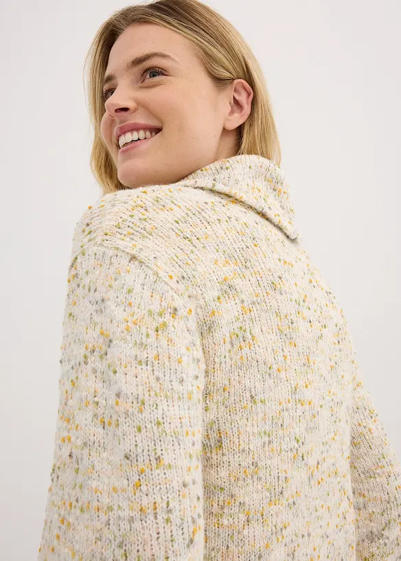 Maglione boxy con maniche svasato e filato bouclé, bonprix