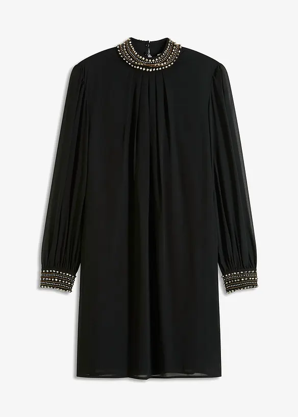 Abito in chiffon leggero con perle ricamate, bonprix