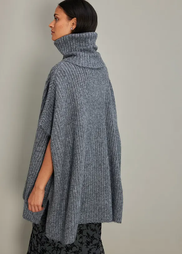 Maglione stile poncho con percentuale di lana, bonprix
