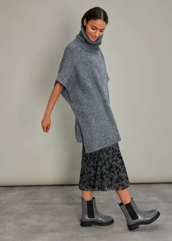 Maglione stile poncho con percentuale di lana, bonprix
