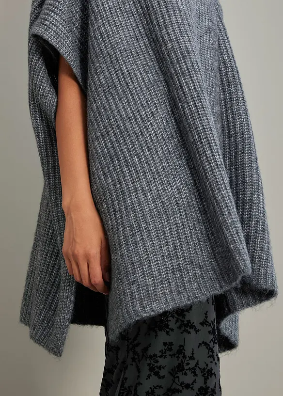 Maglione stile poncho con percentuale di lana, bonprix