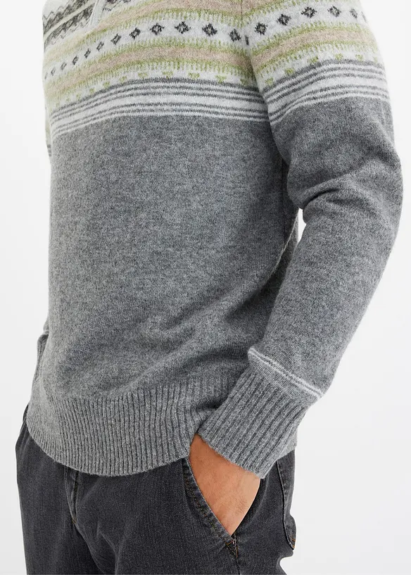 Maglione norvegese con colletto dritto, bonprix