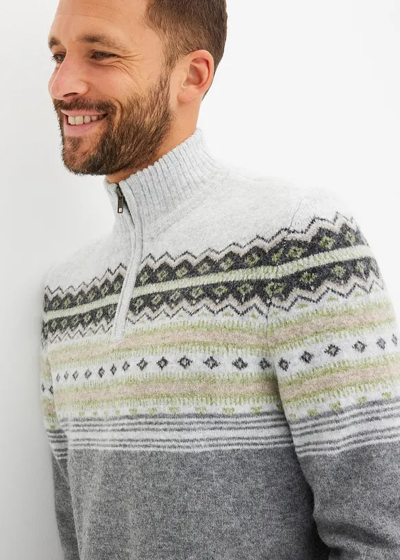 Maglione norvegese con colletto dritto, bonprix