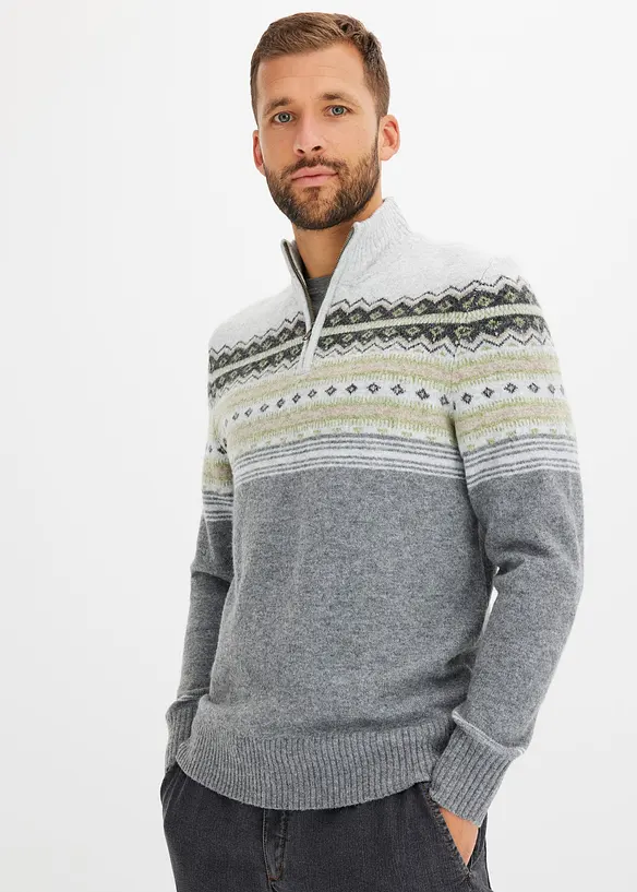 Maglione norvegese con colletto dritto, bonprix