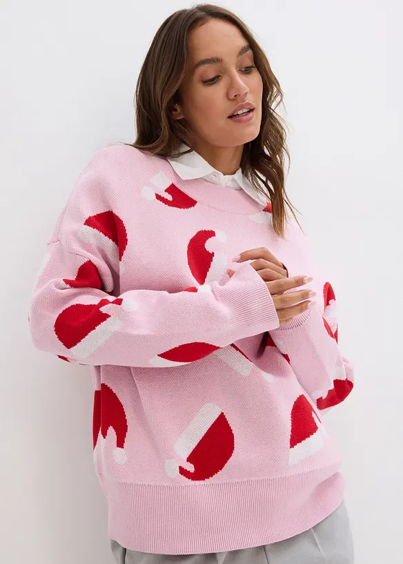 Maglione girocollo oversize in filato fine, bonprix