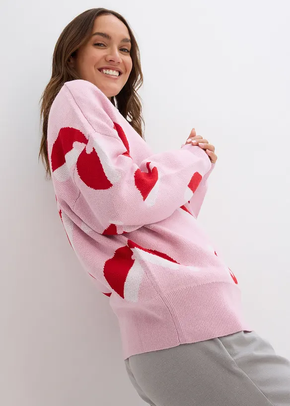 Maglione girocollo oversize in filato fine, bonprix