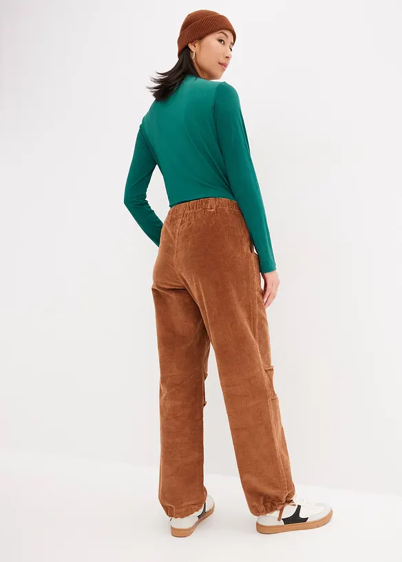 Pantaloni in velluto a coste di misto cotone elasticizzato, bonprix