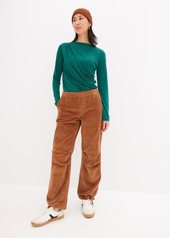 Pantaloni in velluto a coste di misto cotone elasticizzato, bonprix