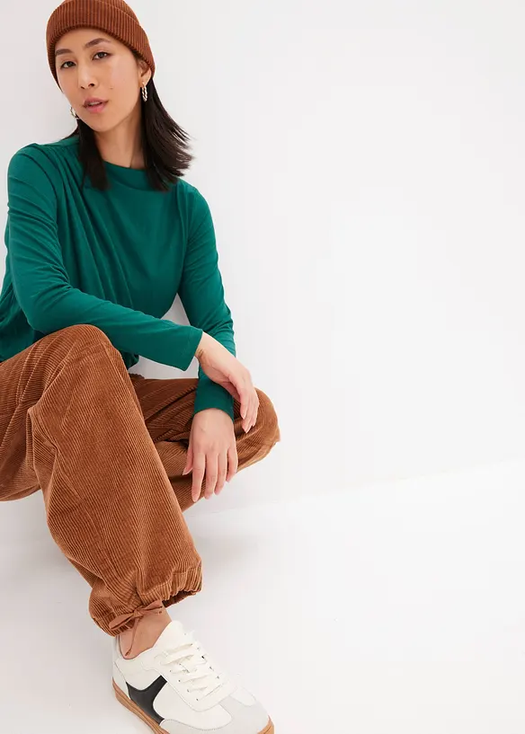 Pantaloni in velluto a coste di misto cotone elasticizzato, bonprix
