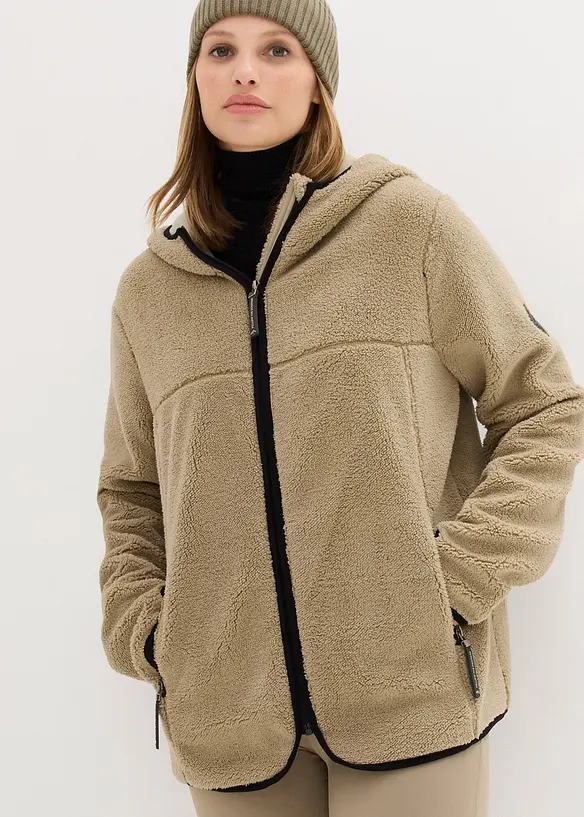 Giacca in pile teddy con cappuccio, bonprix