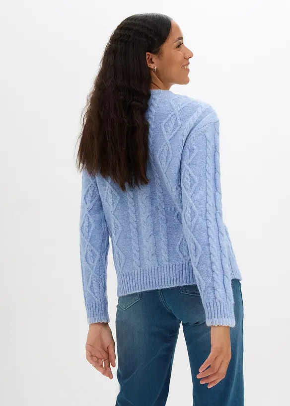 Maglione in filato grosso con lavorazione a trecce, bonprix