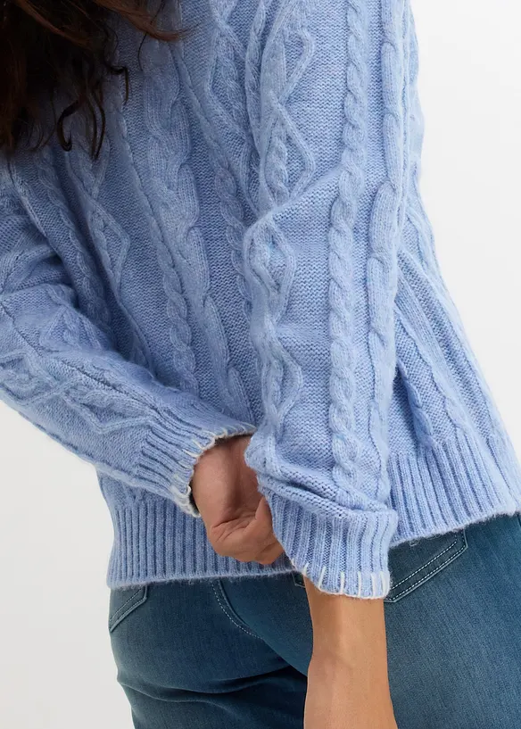 Maglione in filato grosso con lavorazione a trecce, bonprix
