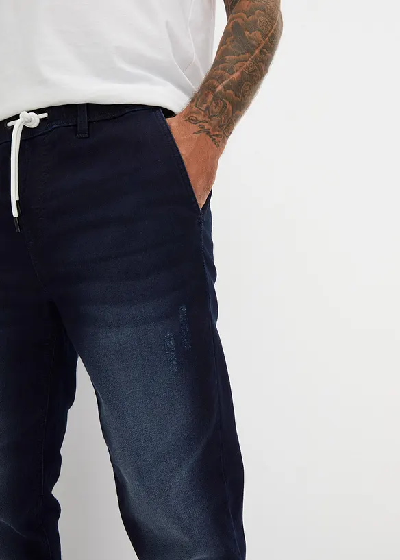 Jeans in tessuto felpato con elastico in vita regular fit, straight, bonprix